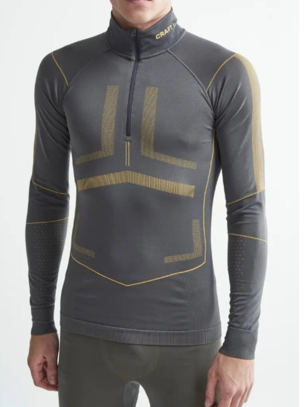 EUC CRAFT Active Intensity 1/4 Zip Base layer Long Sleeves Granite-Amber Size M